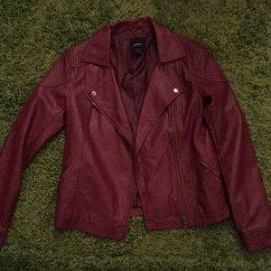 Deep red forever 21 biker jacket